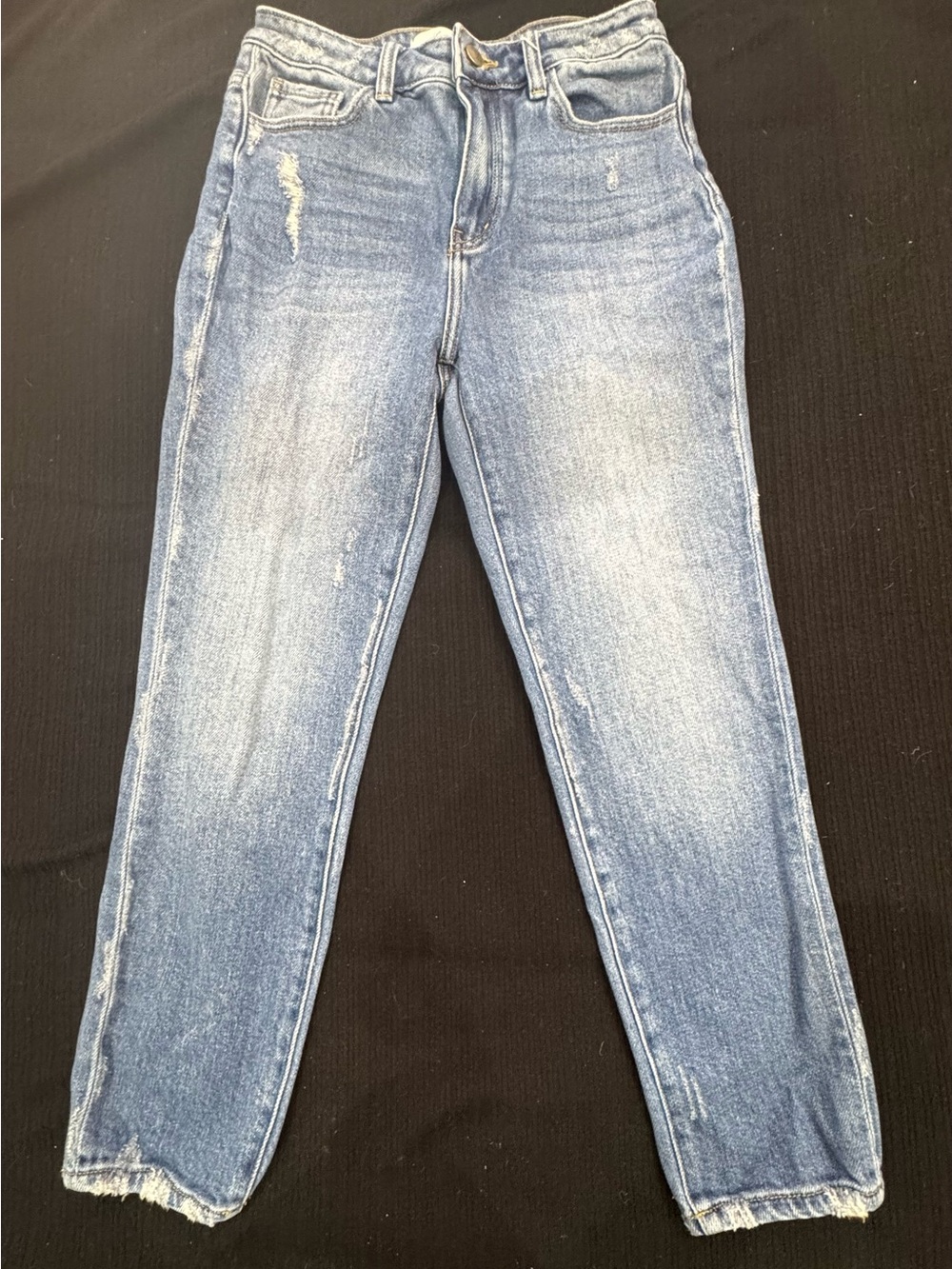 Super fun! KanCan Light Blue Boyfriend Jeans with Faded Detail